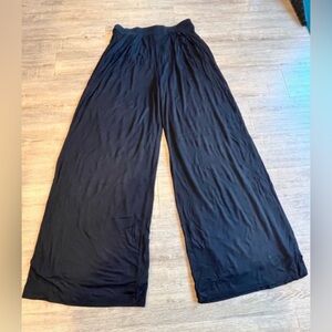 Women’s Black Self-Double Layer Wide Leg Pants XL